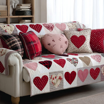 Gentle Hearts Quilted Sofa Cover NCU0NT11878