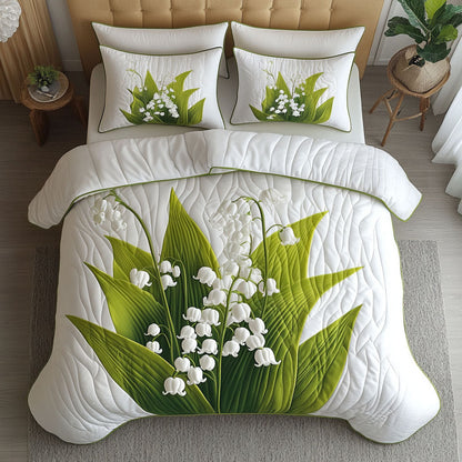 Gentle Lilies 3-Piece Quilted Bedding Set NCU0NT6047