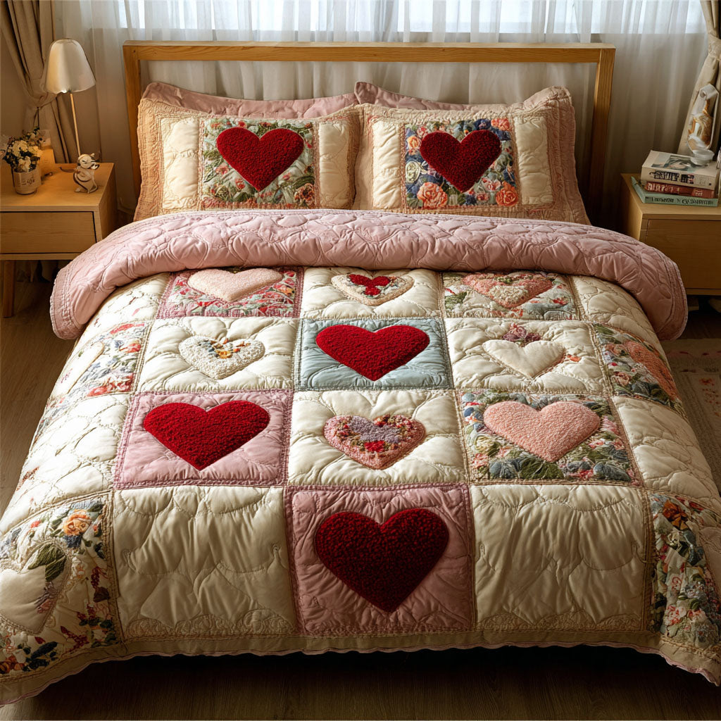 Gentle Love 3-Piece Quilted Bedding Set NCU0DK11842