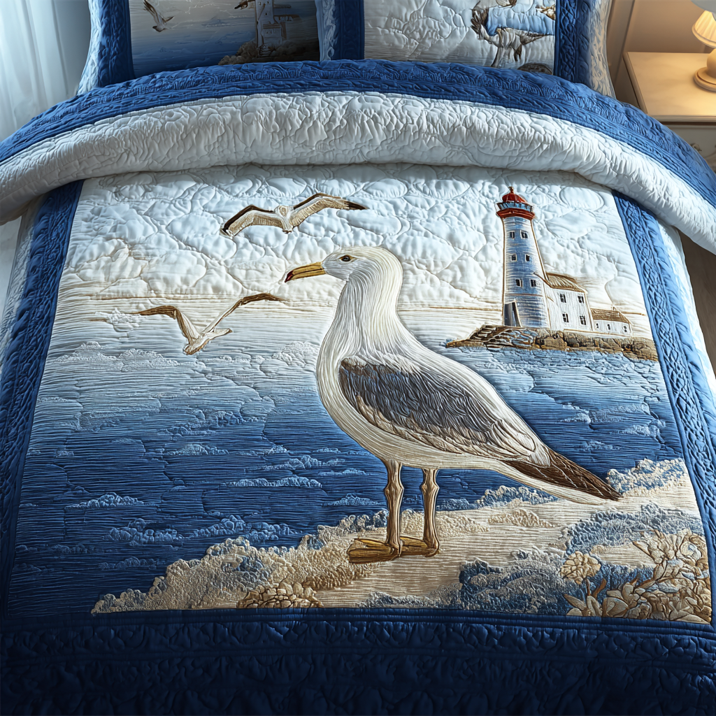Gentle Seagull 3-Piece Quilted Bedding Set NCU0DK10783