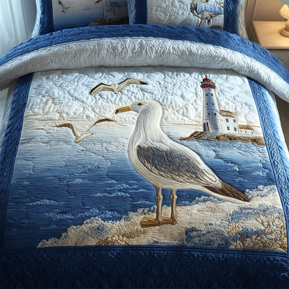 Gentle Seagull 3-Piece Quilted Bedding Set NCU0DK10783