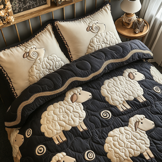 Gentle Sheep 3-Piece Quilted Bedding Set NCU0DK7939