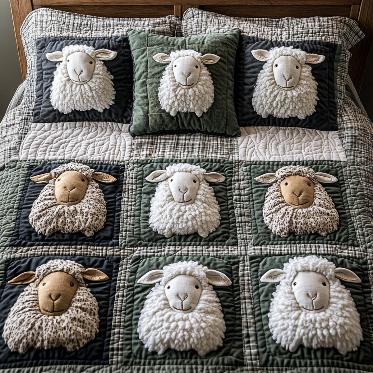 Gentle Sheep 3-Piece Quilted Bedding Set NCU0DV9033