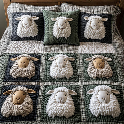 Gentle Sheep 3-Piece Quilted Bedding Set NCU0DV9033