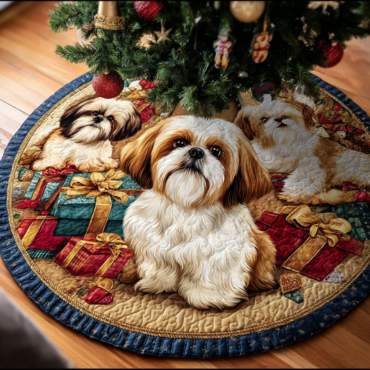 Gentle Shih Tzu Christmas Quilted Tree Skirt NCU0DK10724