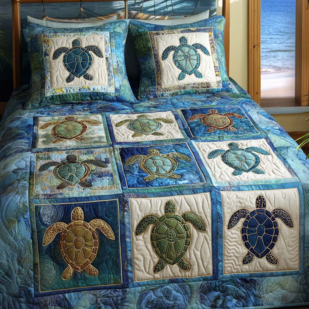 Gentle Shore 3-Piece Quilted Bedding Set NCU0NT11709