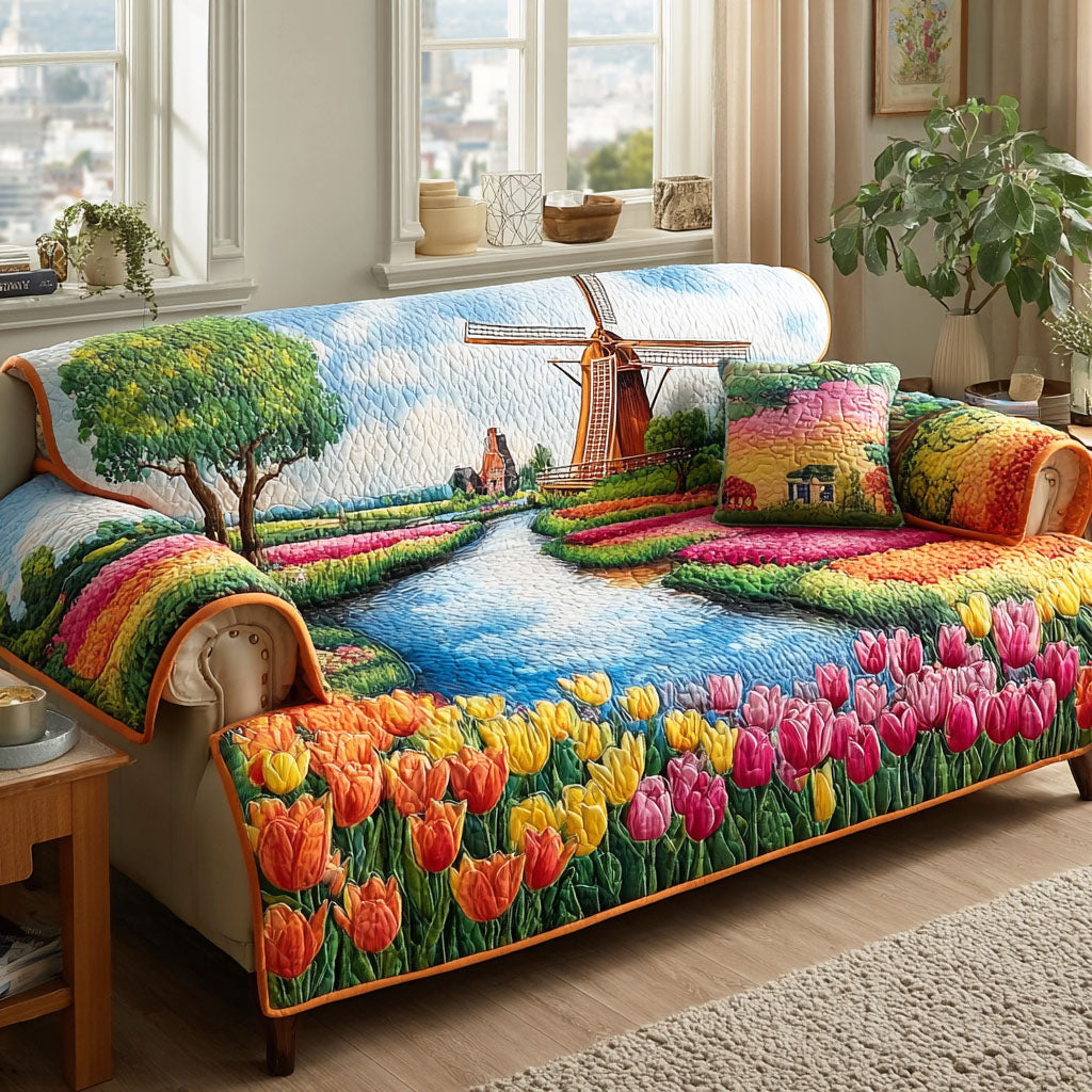 Gentle Spring Hills Quilted Sofa Cover NCU0TD2264