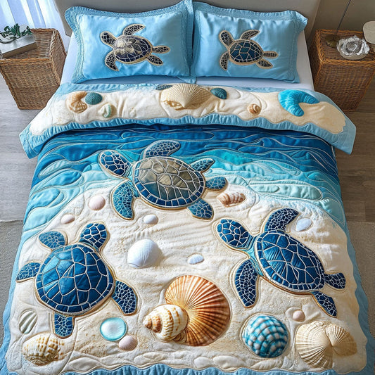 Gentle Turtle Waves 3-Piece Quilted Bedding Set NCU0NT7104