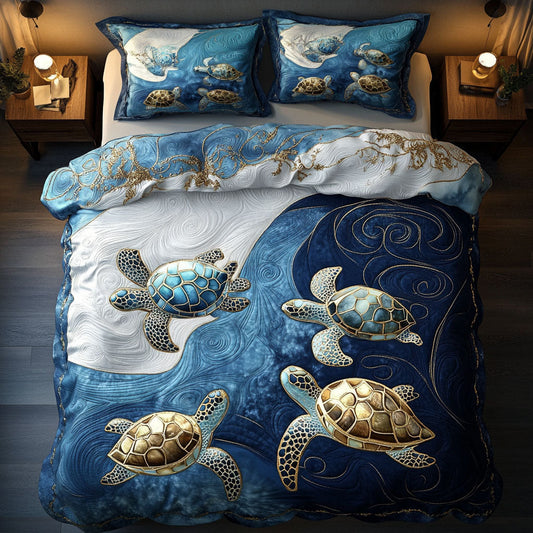 Gentle Turtle Waves 3-Piece Quilted Bedding Set NCU0NT7335