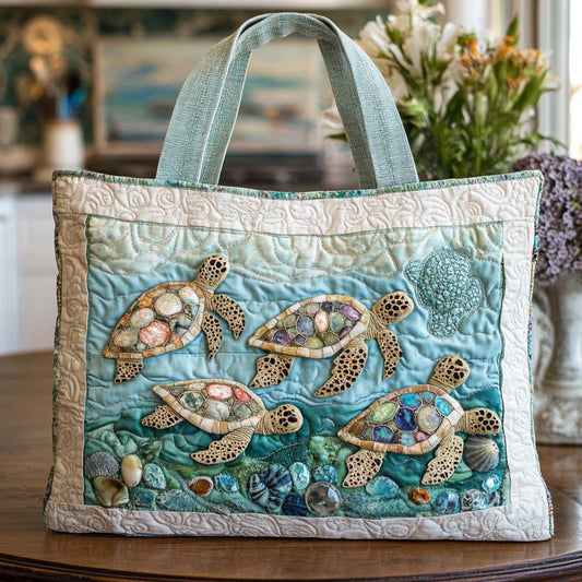 Gentle Turtle Waves Quilted Tote Bag NCU0NT8674