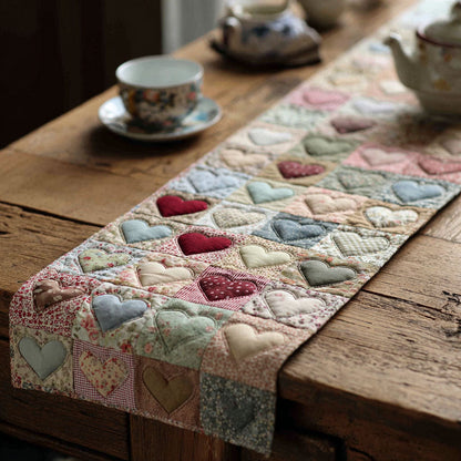 Gentle Vintage Hearts Quilted Table Runner NCU0TV1492