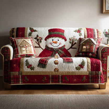 Gentle Winter Snowman Quilted Sofa Cover NCU0TD1525
