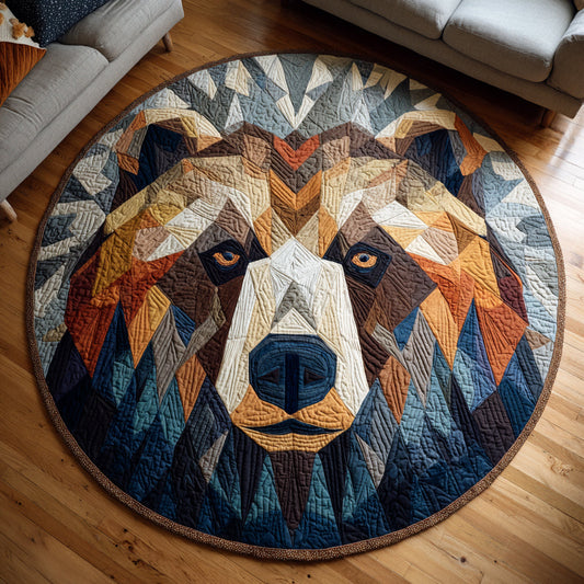 Geometric Bear Face Quilted Round Mat NCU0HH069