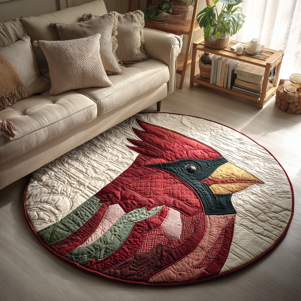 Geometric Cardinal Quilted Round Mat NCU0HH001