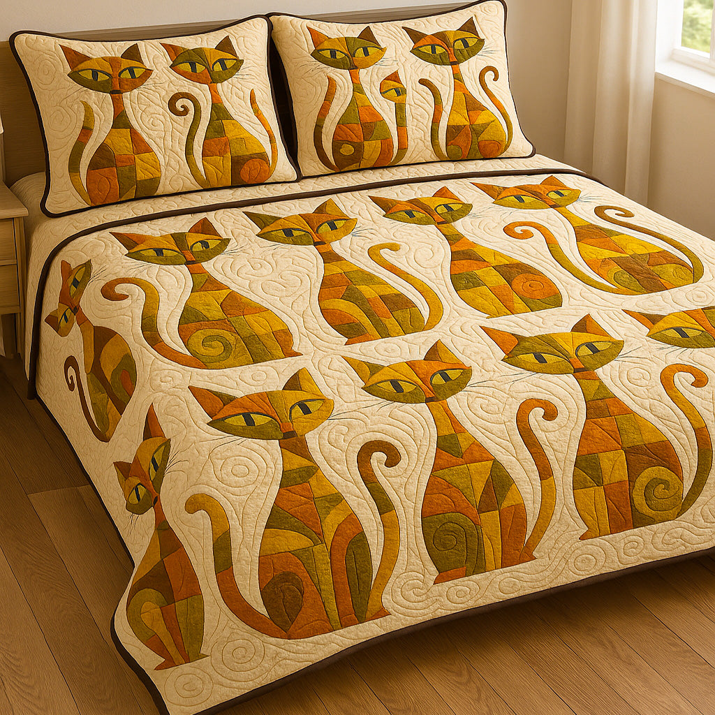 Geometric Gaze 3-Piece Quilted Bedding Set NCU0NT5687