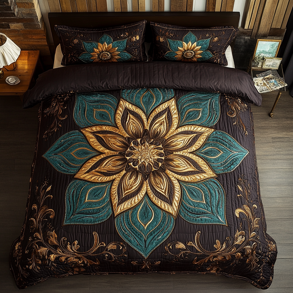 Geometric Glow 3-Piece Quilted Bedding Set NCU0VH2413
