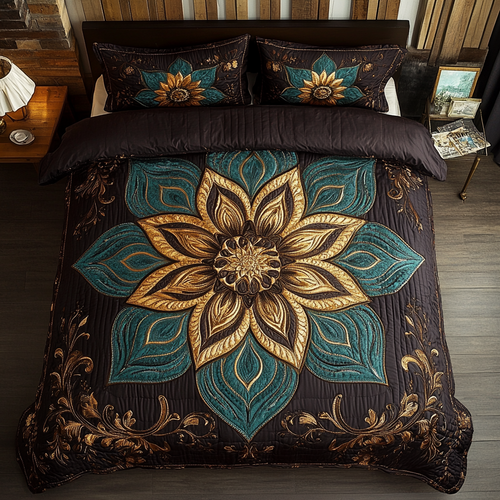Geometric Glow 3-Piece Quilted Bedding Set NCU0VH2413