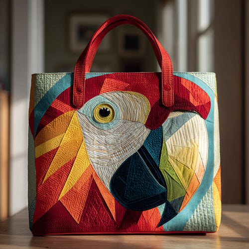 Geometric Macaw Portrait Quilted Tote Bag NCU0HH116