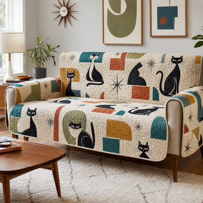 Geometric Midnight Prowl Quilted Sofa Cover NCU0VL3911