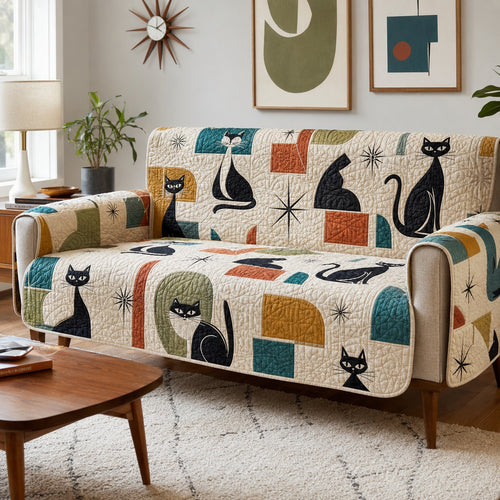 Geometric Midnight Prowl Quilted Sofa Cover NCU0VL3911