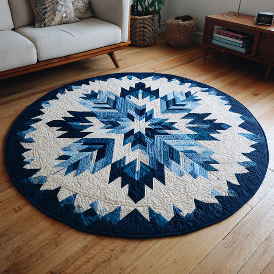 Geometric Snowflake Prism Quilted Round Mat NCU0HH415