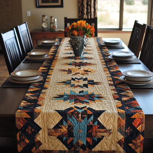 Geometric Trail Quilted Table Runner NCU0PT3873