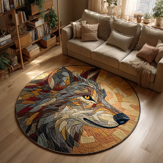 Geometric Wolf Quilted Round Mat NCU0HH010
