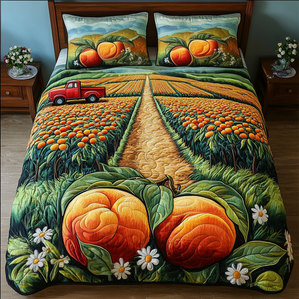 George Peach Blossom 3-Piece Quilted Bedding Set NCU0VH4542