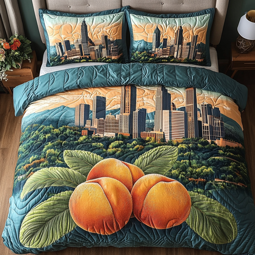 George Peach Delight 3-Piece Quilted Bedding Set NCU0VH4541