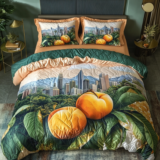 George Peach Dream 3-Piece Quilted Bedding Set NCU0VH4538