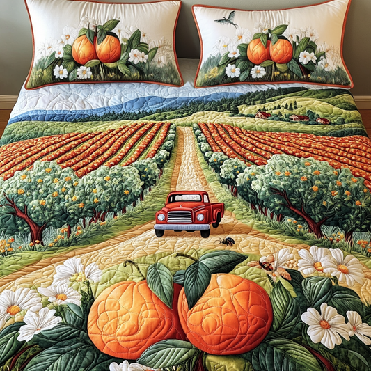 George Peach Fields 3-Piece Quilted Bedding Set NCU0VH4540