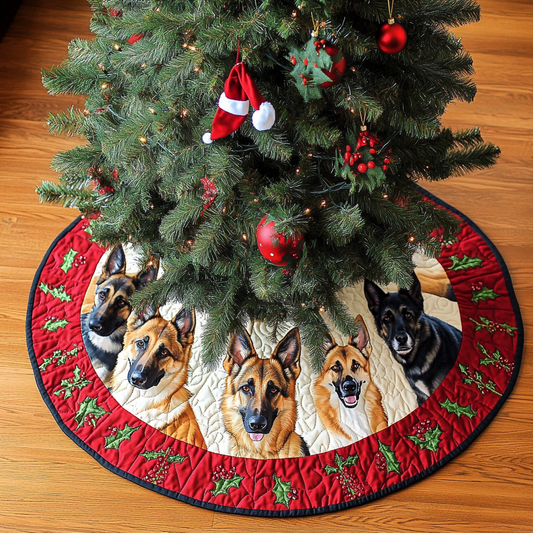 German Shepherd Noel Christmas Quilted Tree Skirt NCU0DK1827