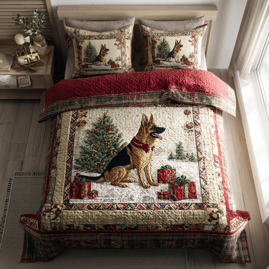 German Shepherd Presents 3-Piece Quilted Bedding Set NCU0HH481