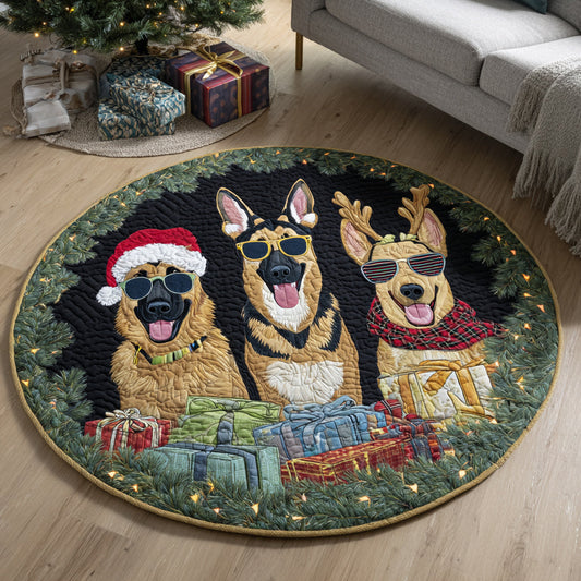 German Shepherd Trio Quilted Round Mat NCU0HH484