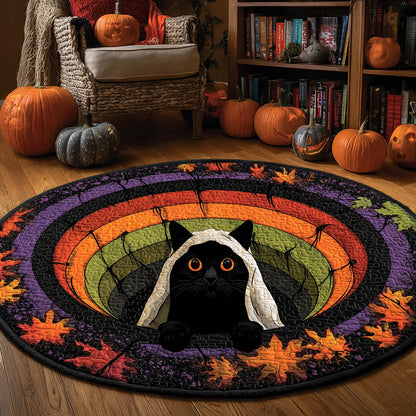 Black Cat Quilted Round Mat NCU0VT260