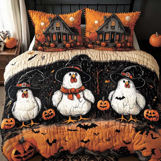 Ghostly Autumn Eve 3-Piece Quilted Bedding Set NCU0XD235