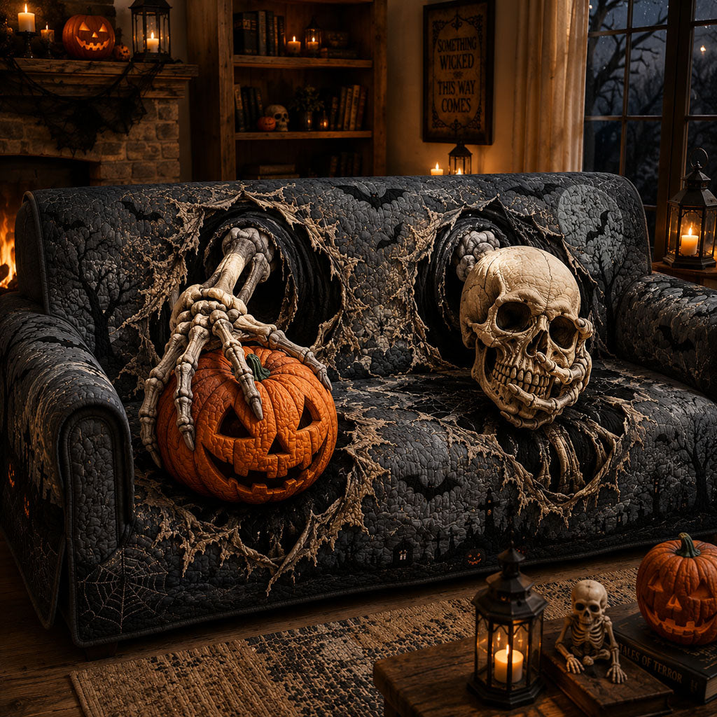 Ghostly Bones Quilted Sofa Cover NCU0PT11811