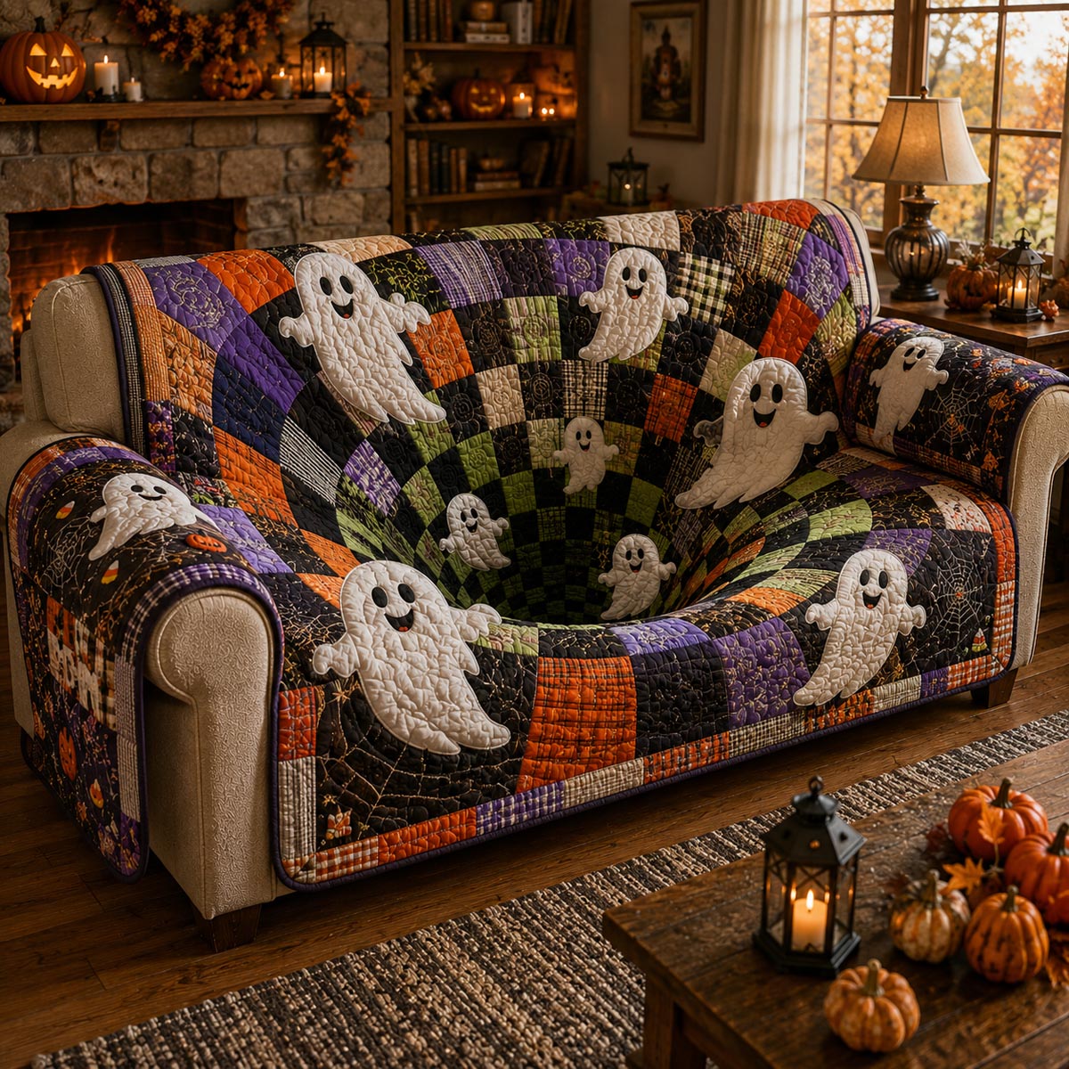 Ghostly Gathering Quilted Sofa Cover NCU0DV9822
