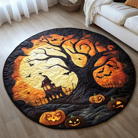 Ghoulish Halloween House Quilted Round Mat NCU0HH061