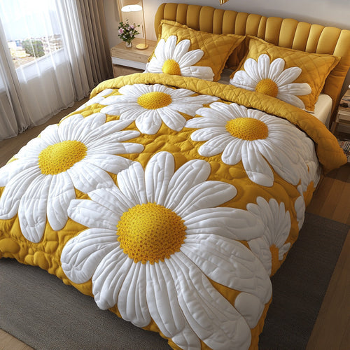 Giant Daisy Glow 3-Piece Quilted Bedding Set NCU0VL3044