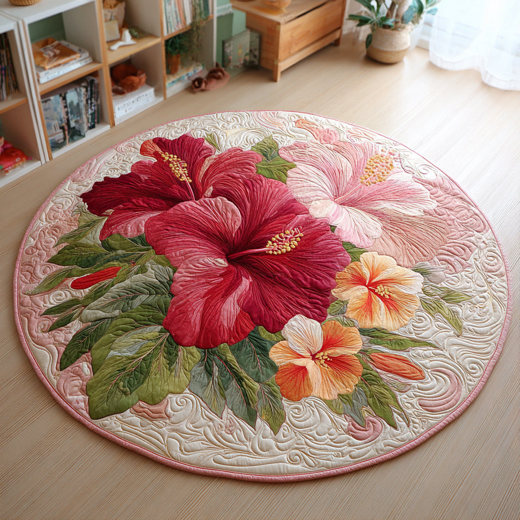 Giant Hibiscus Quilted Round Mat NCU0HH131