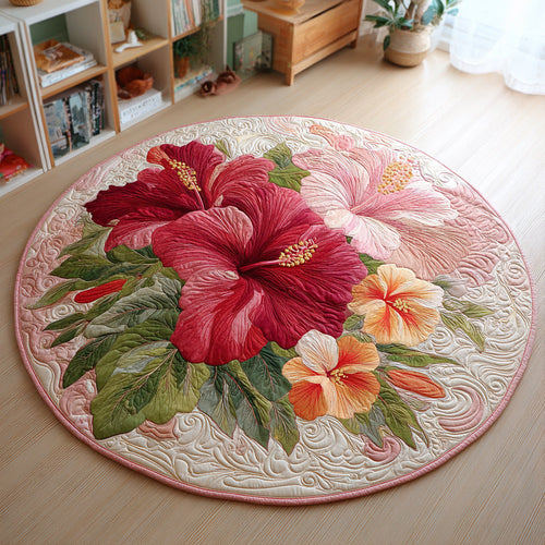Giant Hibiscus Quilted Round Mat NCU0HH131