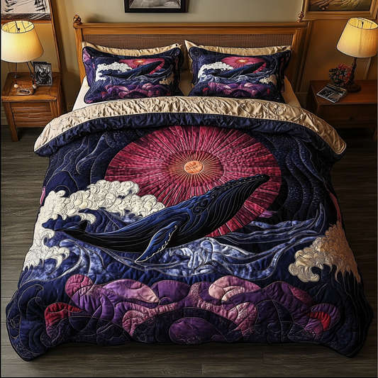 Giant Whale 3-Piece Quilted Bedding Set NCU0DK8083