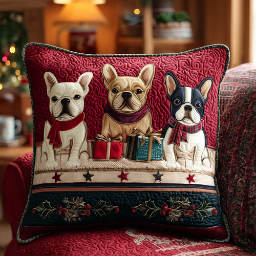 Gift Box Frenchies Quilted Pillow Case NCU0TV859