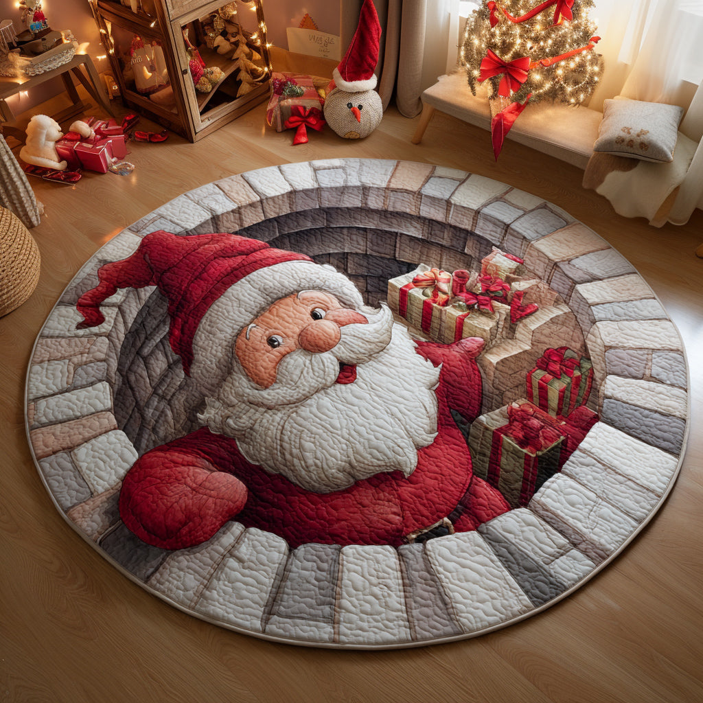 Gift Santa Claus Illusion Quilted Round Mat NCU0HH363