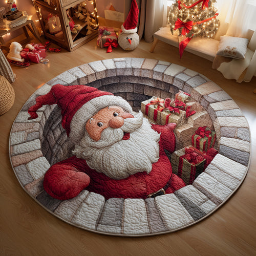 Gift Santa Claus Illusion Quilted Round Mat NCU0HH363