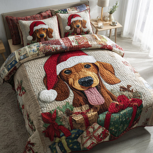 Gift Dachshund Fun 3-Piece Quilted Bedding Set NCU0HH383