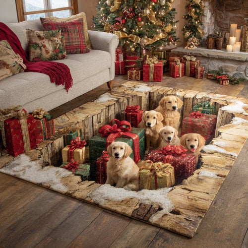 Christmas Golden Retriever Area Rug NCU0VT319