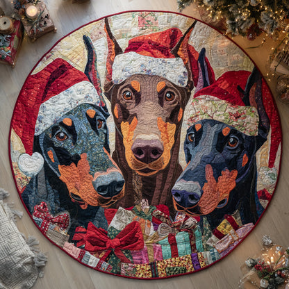 Gift Doberman Trio Quilted Round Mat NCU0HH1321