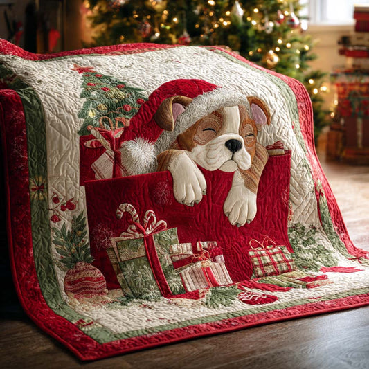 Gift Pitbull Puppy Quilted Blanket NCU0XD449